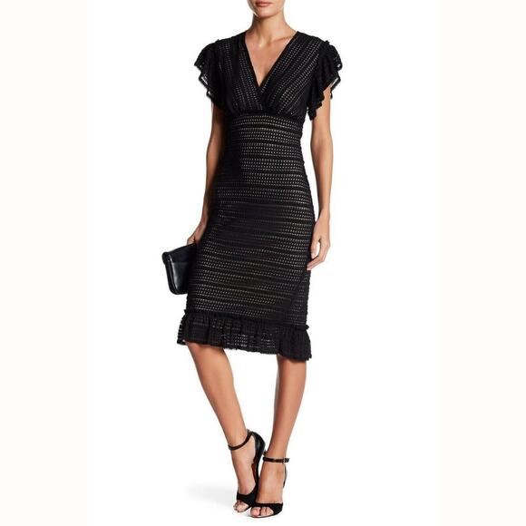 Max Studio Dresses & Skirts - New MAX STUDIO Black Lace Ruffle Flutter Sleeve Dress | XS